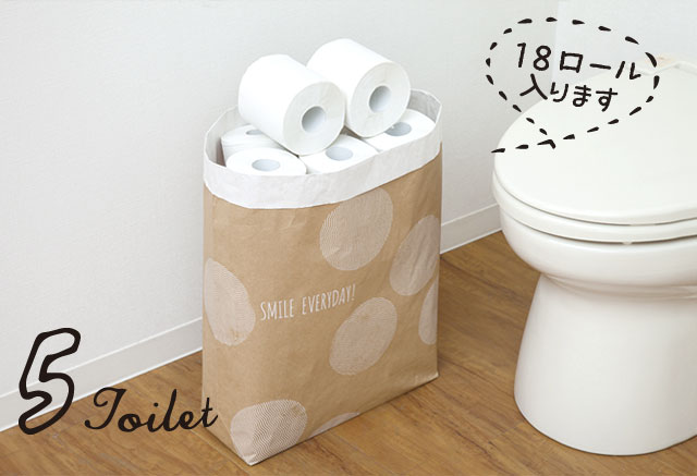 ペーパーストックバッグ ナチュラル トイレットペーパー